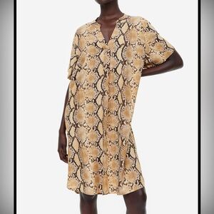 H&M Tan and Brown Snakeskin V-NECK TUNIC Size XXL